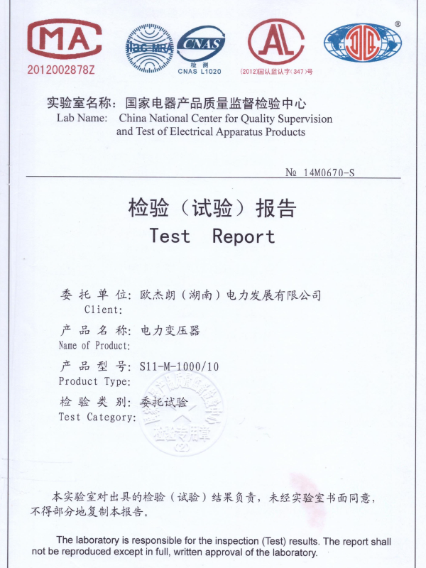 S11-M-1000/10检验（试验）报告-1